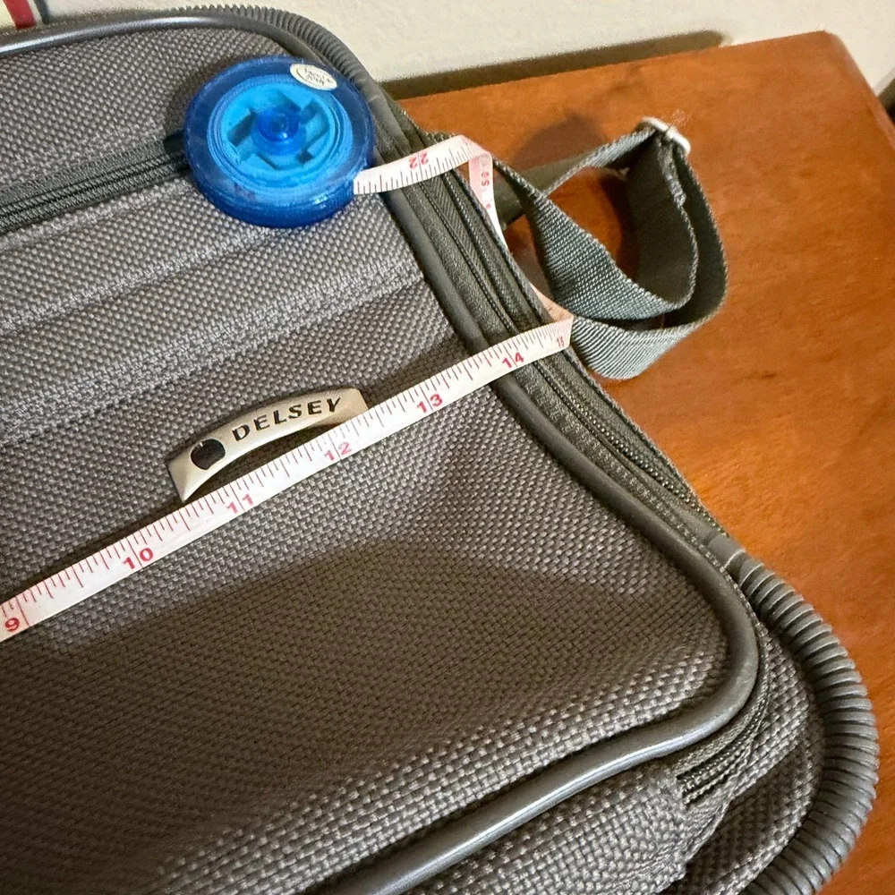 Delsey Carry On Luggage Nylon Gray Messenger Shoulder Bag 14”x11”x 7”